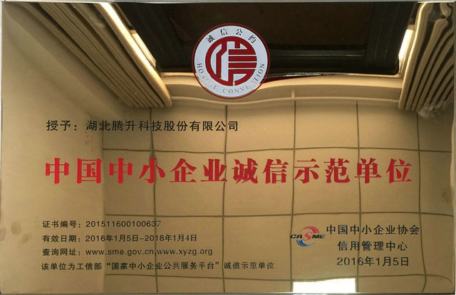 China SME integrity model unit plaque